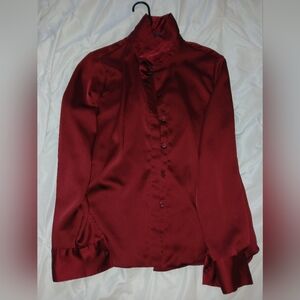 Elegant Burgundy Button-Up Blouse